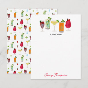 Carte De Correspondance Aquarelle Cocktails & Boissons de fête Personnalis