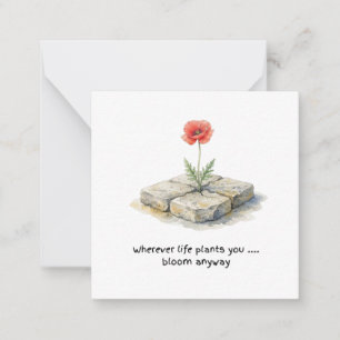 Carte De Correspondance Aquarelle Coquelicot Où que la vie vous plante