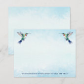 Carte De Correspondance Aquarelle Cote de colibri Sympathie commémorative (Devant / Derrière)