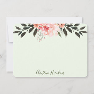 Carte De Correspondance Aquarelle couleur rose vif personnalisée Vert mode