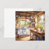Carte De Correspondance Aquarelle Country Arrière - plan de cuisine (Devant / Derrière)