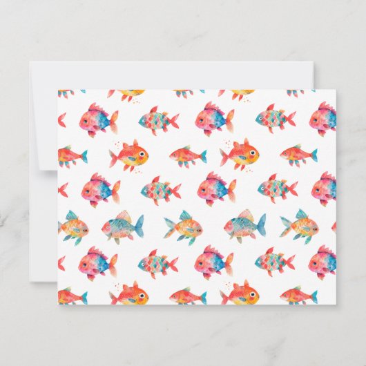 Carte De Correspondance Aquarelle Cute Fish Personnaliser la papeterie (Dos)
