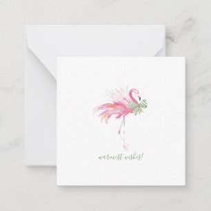 Carte De Correspondance Aquarelle de Noël Flamant rose rose tropical