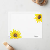 Carte De Correspondance Aquarelle de tournesol (Devant/Arrière en situation)