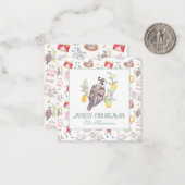 Carte De Correspondance Aquarelle Douze Jours de Noël Enceinte Cadeau (Devant/Arrière en situation)