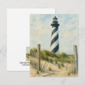 Carte De Correspondance Aquarelle du phare de Cape Hatteras (Devant / Derrière)