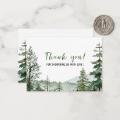 Carte De Correspondance Aquarelle Élégante Bois Animaux Merci (Devant/Arrière en situation)