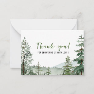 Carte De Correspondance Aquarelle Élégante Bois Animaux Merci