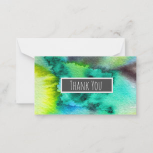 Carte De Correspondance Aquarelle en marbre bleu vert