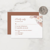 Carte De Correspondance Aquarelle en terre cuite minimale Fleurs mariage R (Devant/Arrière en situation)