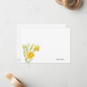 Carte De Correspondance Aquarelle et daffodiques de stylo (Devant/Arrière en situation)