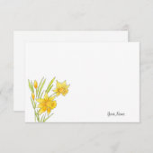 Carte De Correspondance Aquarelle et daffodiques de stylo (Devant / Derrière)