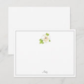 Carte De Correspondance Aquarelle et fleur de stylos Magnolia (Devant / Derrière)
