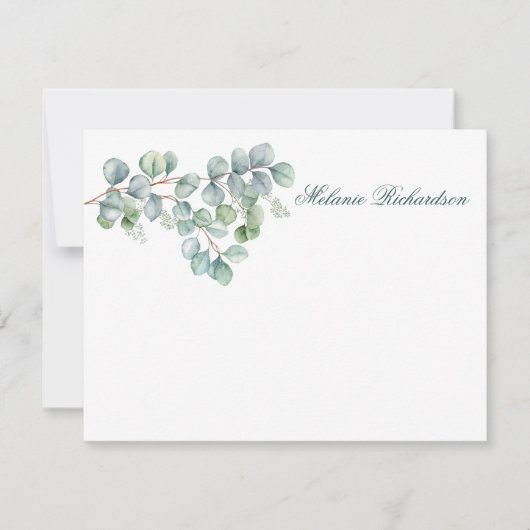 Carte De Correspondance Aquarelle Eucalyptus Feuilles - Choisir la taille  (Devant)