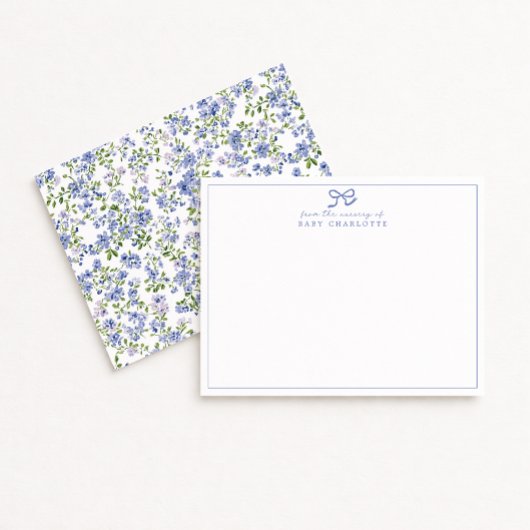 Carte de correspondance aquarelle Fleur Bleue pour