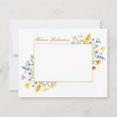 Carte De Correspondance Aquarelle Fleur sauvage Gold Frame Personnalisé (Devant)