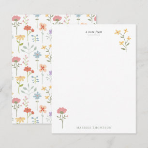 Carte De Correspondance Aquarelle Fleur sauvage motif floral