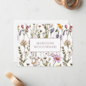 Carte De Correspondance Aquarelle Fleur sauvage personnalisée (Devant/Arrière en situation)