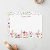 Carte De Correspondance Aquarelle Fleur sauvage printemps été (Devant/Arrière en situation)