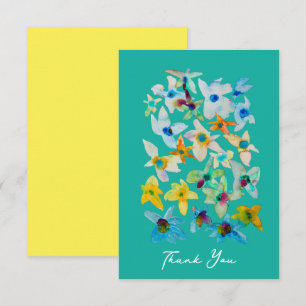 Carte De Correspondance Aquarelle fleurs bleues blanches