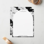 Carte De Correspondance Aquarelle florale Black & White Peonies (Devant/Arrière en situation)