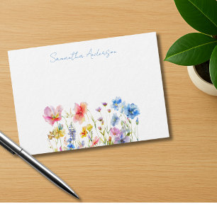 Carte De Correspondance Aquarelle florale fleur sauvage personnalisée