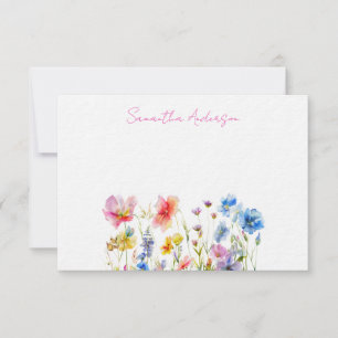 Carte De Correspondance Aquarelle florale fleur sauvage personnalisée