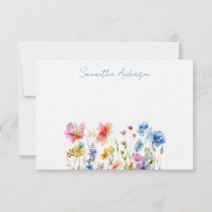 Carte De Correspondance Aquarelle florale fleur sauvage personnalisée