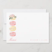 Carte De Correspondance Aquarelle Florale Jaune Macaron Merci/Merci (Devant)