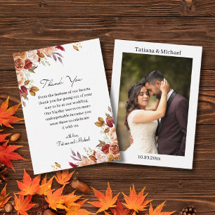 Carte De Correspondance aquarelle florale mariage automnal merci photo
