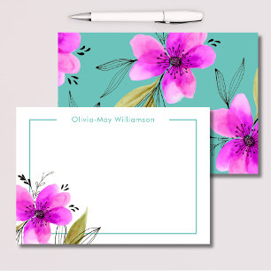 Carte De Correspondance Aquarelle florale rose