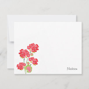 Carte De Correspondance Aquarelle Geraniums tiges