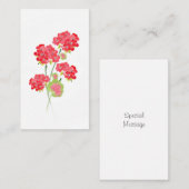 Carte De Correspondance Aquarelle Geraniums tiges (Devant / Derrière)