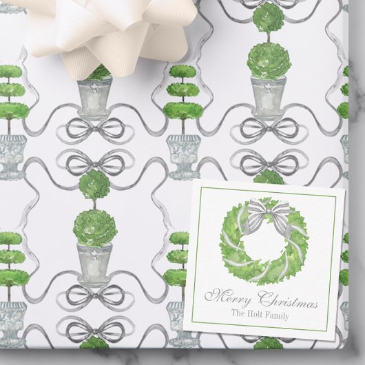 Carte De Correspondance Aquarelle Gris courge et Topiaque vert