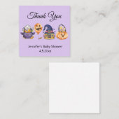 Carte De Correspondance aquarelle halloween baby shower merci violet (Devant / Derrière)