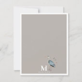 Carte De Correspondance Aquarelle Heron Bird Egret Nature Monogramme (Devant)