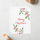 Carte De Correspondance Aquarelle Holly Sprigs (Devant/Arrière en situation)