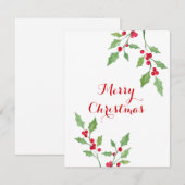 Carte De Correspondance Aquarelle Holly Sprigs (Devant / Derrière)