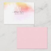 Carte De Correspondance Aquarelle Holographie rose et or (Devant / Derrière)