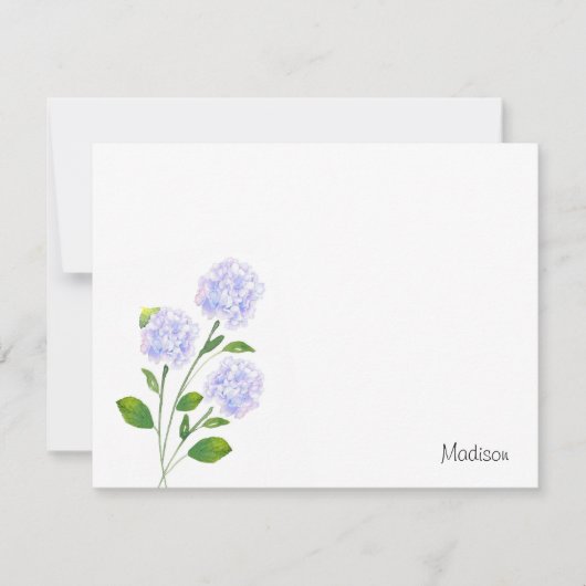 Carte De Correspondance Aquarelle Hydrangea tiges (Devant)