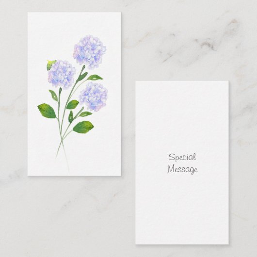 Carte De Correspondance Aquarelle Hydrangea tiges florales (Devant / Derrière)