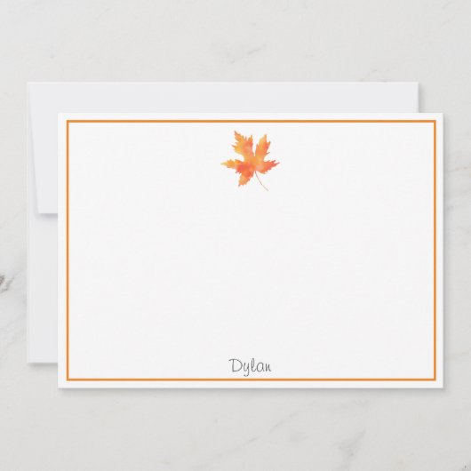 Carte De Correspondance Aquarelle jaune orange Feuille d'érable (Devant)