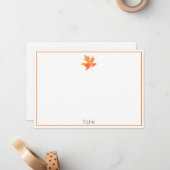 Carte De Correspondance Aquarelle jaune orange Feuille d'érable (Devant/Arrière en situation)