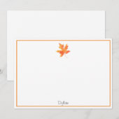 Carte De Correspondance Aquarelle jaune orange Feuille d'érable (Devant / Derrière)