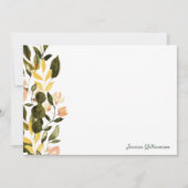 Carte De Correspondance Aquarelle jaune rustique Jardin Floral Monogramme (Devant)