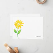 Carte De Correspondance Aquarelle jaune teint marguerite (Devant/Arrière en situation)