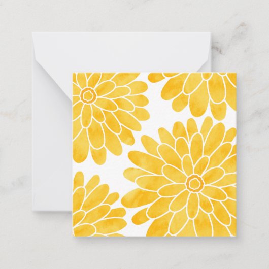 Carte De Correspondance Aquarelle jaune Zinnias (Devant)