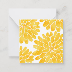 Carte De Correspondance Aquarelle jaune Zinnias