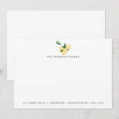 Carte De Correspondance Aquarelle Lemons Adresse de famille (Devant / Derrière)