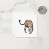 Carte De Correspondance aquarelle léopard jungle chat peint vert animal (Devant/Arrière en situation)